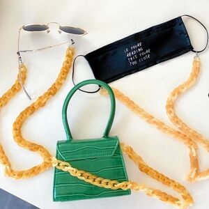 Amber yellow acrylic sunglasses mask chain holder